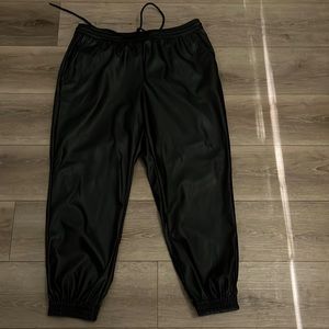 Target Womens Large Black Leather Joggers